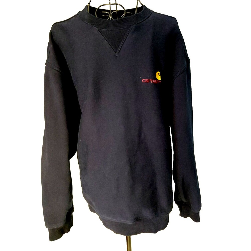Carhartt American Script Sweatshirt Sz L Black Heavy Cotton Blend